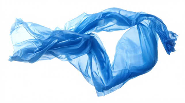 Floating crumpled waste plastic bag bottles isolated on white background. Recyclable trash PNG transparent background overlay. 3D editable illustration