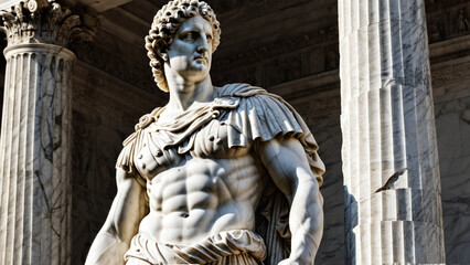 Fototapeta premium Profile View of Ancient Roman Warrior Sculpture