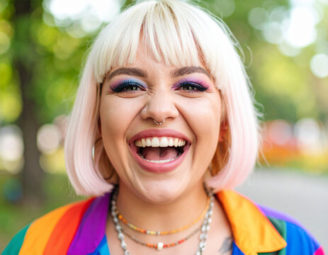 Portrait of a happy young woman smiling