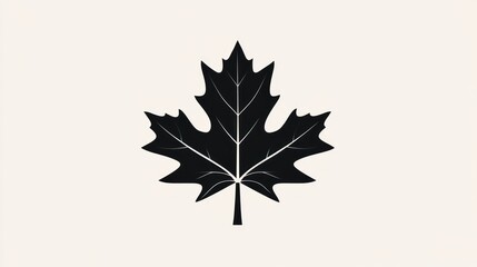 Fototapeta premium Black Maple Leaf Silhouette: Minimalist Botanical Art
