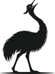 Emu bird vector silhouette isolated drawing