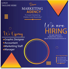we are hiring social media poster design vector templates