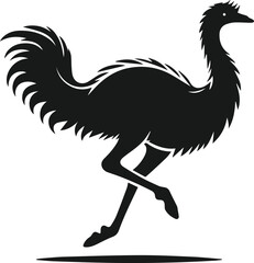 Emu bird vector silhouette isolated drawing