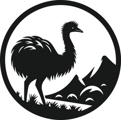 Emu bird vector silhouette isolated drawing