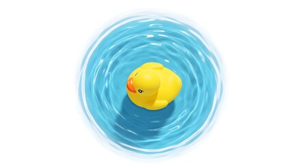 Yellow rubber duck in rippled water