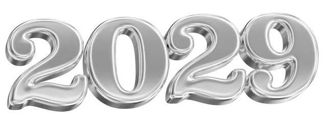 Happy New Year Number Silver 3D Render