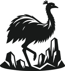 Emu bird vector silhouette isolated drawing