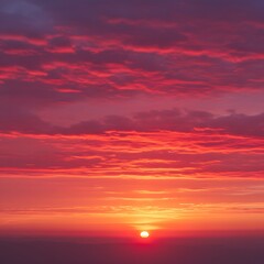 Fototapeta premium Vibrant Red Sunset Sky with Dramatic Cloudscape
