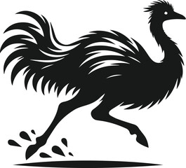 Emu bird vector silhouette isolated drawing