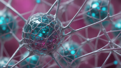 Abstract digital network of interconnected spheres