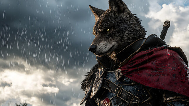 A Lone Werewolf Warrior Standing Beneath A Stormy Sky F2705fc4 3041 4496 A7df F9f8e72771bc 3