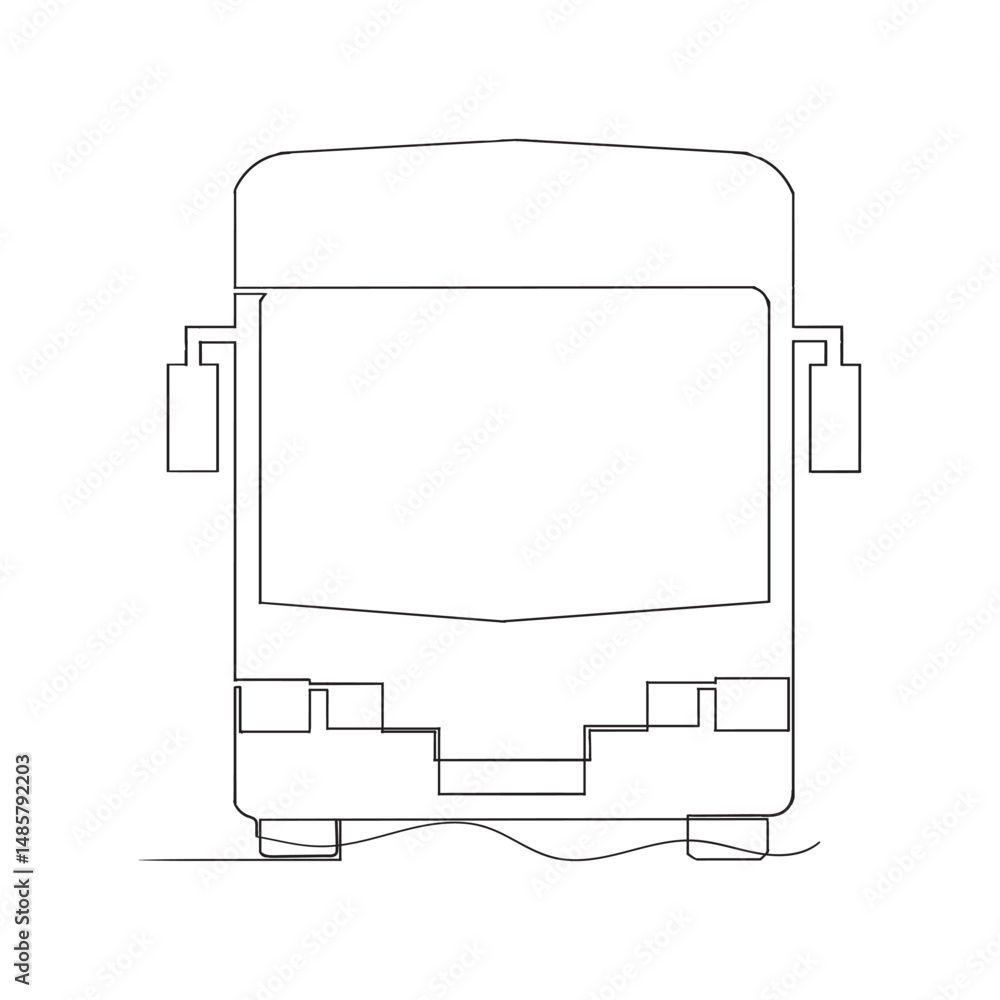 Poster continuous line bus vector icon drawing silhouette