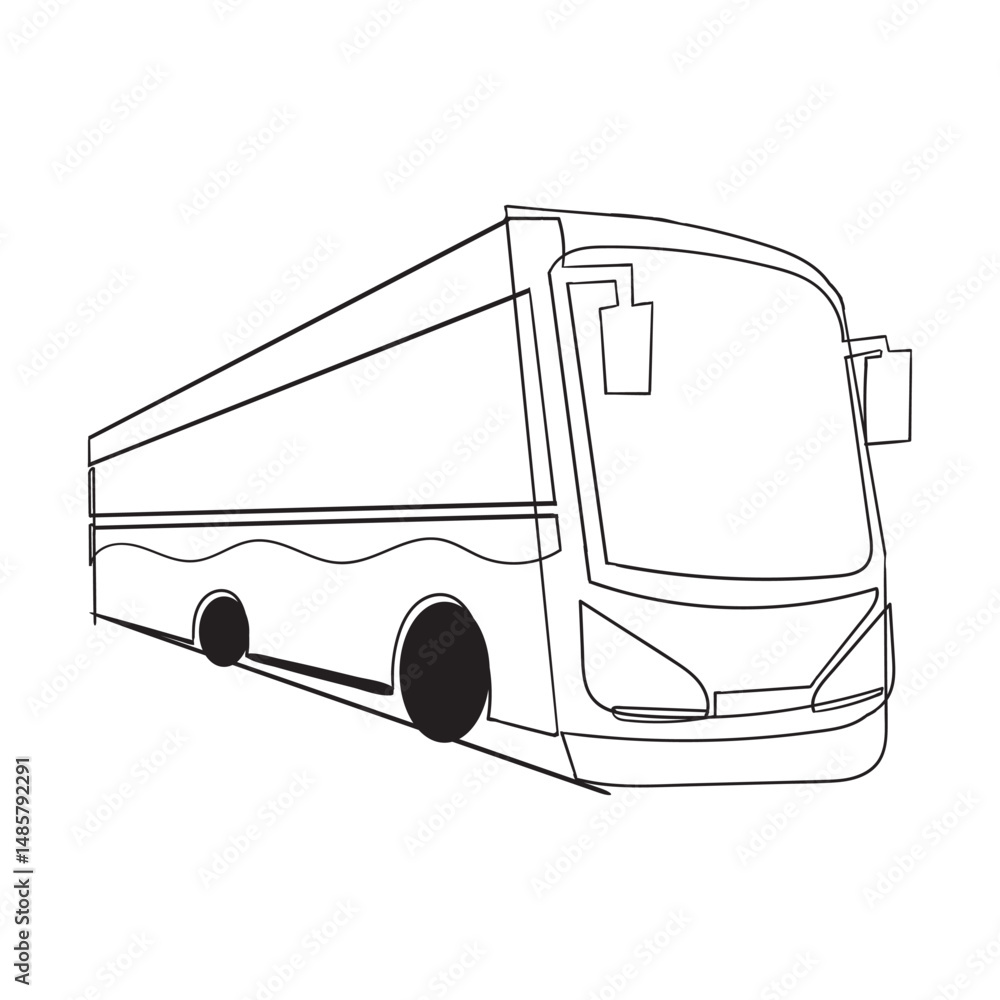 Poster continuous line bus vector icon drawing silhouette