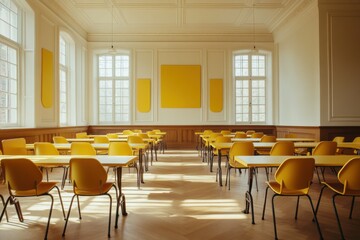 Bright Classroom with Yellow Chairs