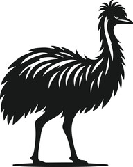 Emu bird vector silhouette isolated drawing