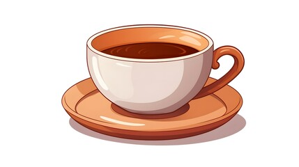 Cartoon Coffee or Tea Cup Vector Illustration for Kitchen and Cafe Marketing Materials
