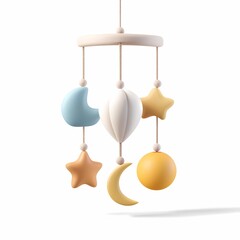3d icon baby mobile, children's toy over the crib on a white background