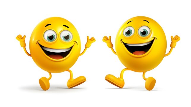 Vibrant Colorful Happy Emoji with Arms and Legs Expressing Joy and Excitement