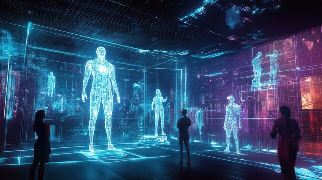 futuristic holographic human anatomy display