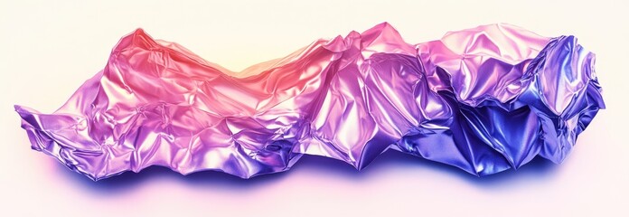 Fototapeta premium Crumpled, iridescent foil, shifting from pink to purple