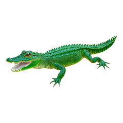 Naklejka premium Vibrant Green Alligator with Open Mouth in Detailed Illustration