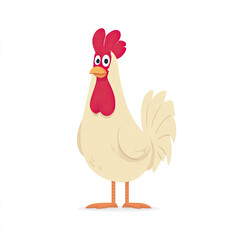 Cute cartoon chicken character with friendly expression