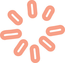 Coral sunburst icon with dotted playful rays