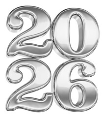 Happy New Year Number Silver 3D Render