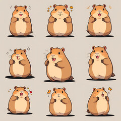 capybara in different poses and expressions