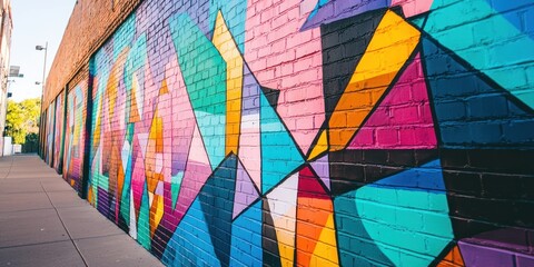 Fototapeta premium Urban neighborhood with colorful wall art