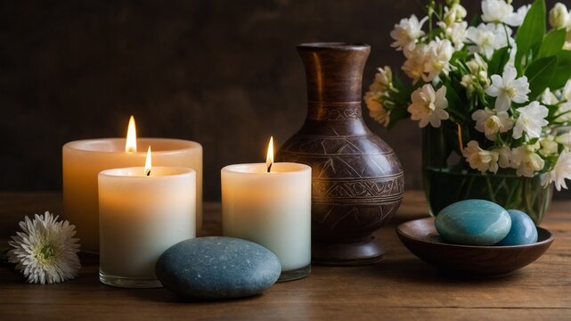 Entspannende Duft Kerzen mit Heilsteinen