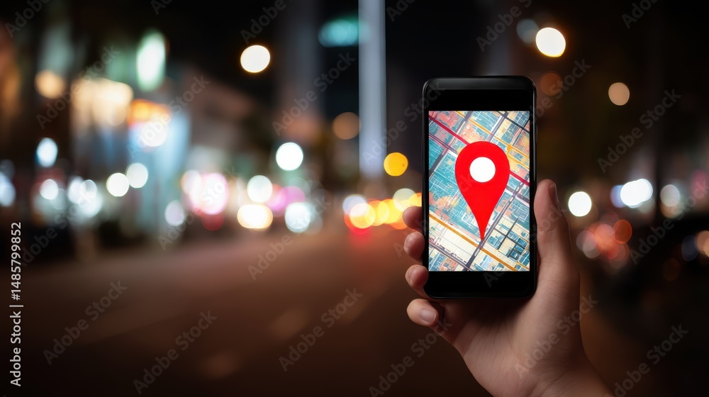 Poster a person s hand holding a smartphone displaying a digital map application to navigate through the bu
