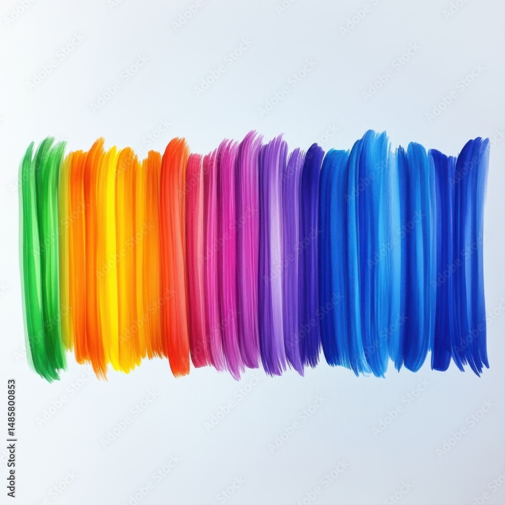 Poster vibrant color swatch with smooth brush strokes in a rainbow palette on canvas