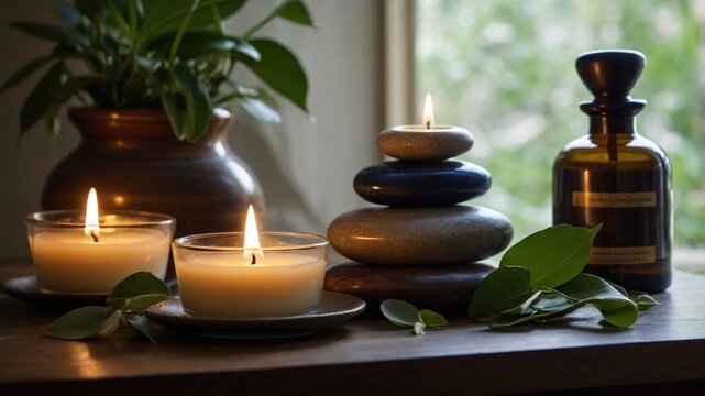 Entspannende Duft Kerzen mit Heilsteinen