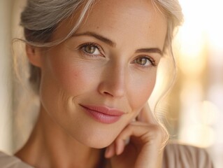 Radiant smile illuminates a mature womans face