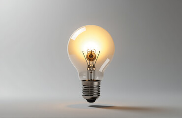 light bulb animation starts grayscale turning color illuminates rotating gear mechanism visible