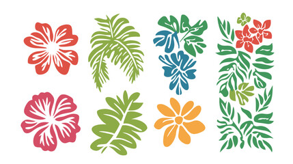 Vector Art of Hawaiian Quilt Patterns with Flowers — Traditional Ethnic Symmetrical Design