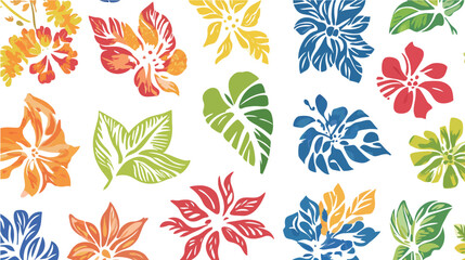 Vector Art of Hawaiian Quilt Patterns with Flowers &mdash; Traditional Ethnic Symmetrical Design