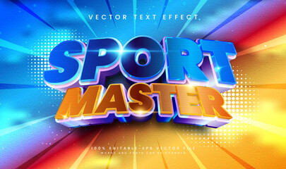 3d Sport Master, Editable Vector Text Effect. Suitable for Sport Theme.