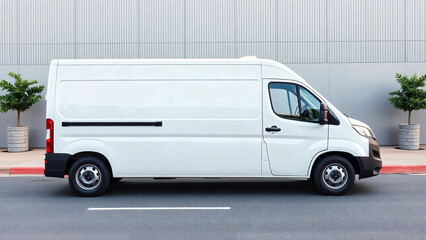 white delivery van, truck, mock up, on white blank empty background