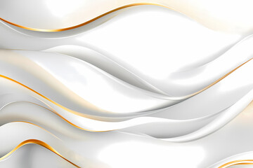 Obraz premium Abstract White and Gold Flowing Curves