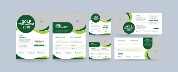 Golf Tournament Modern Sports Event Social Poster Banner ads bundle