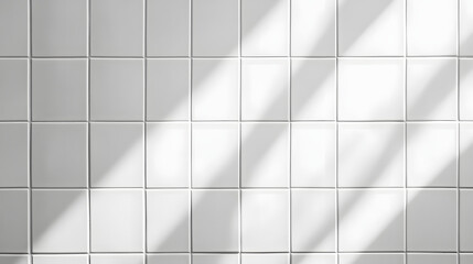 Geometric Sunlight: A captivating overhead shot of clean, geometric white tiles basks in the dynamic interplay of light and shadow, creating an abstract texture.