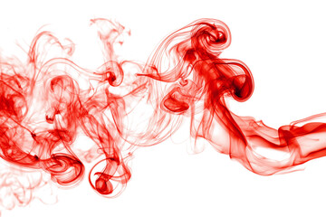 Abstract red smoke isolated on white background