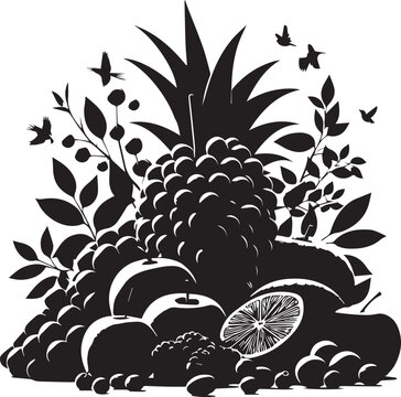 recommend clip art: Black and White Fruit silhouette