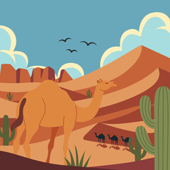 illustration of animals in the desert