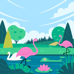 illustration of animals in the meadow