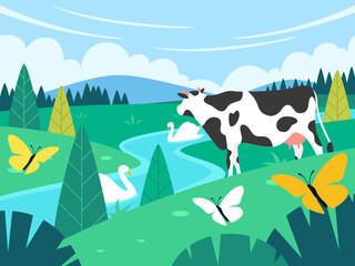 illustration of animals in the meadow