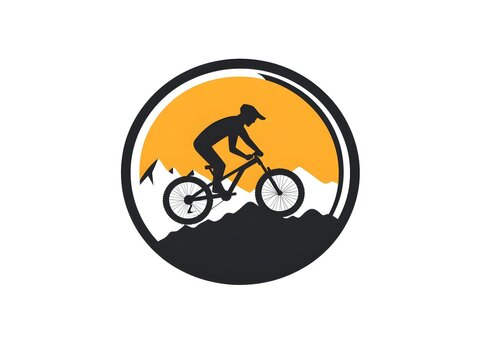 Adventurous Mountain Biker Silhouette at Sunset: Vibrant Cycling Landscape and Exploration