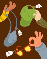 hand holding discounted items